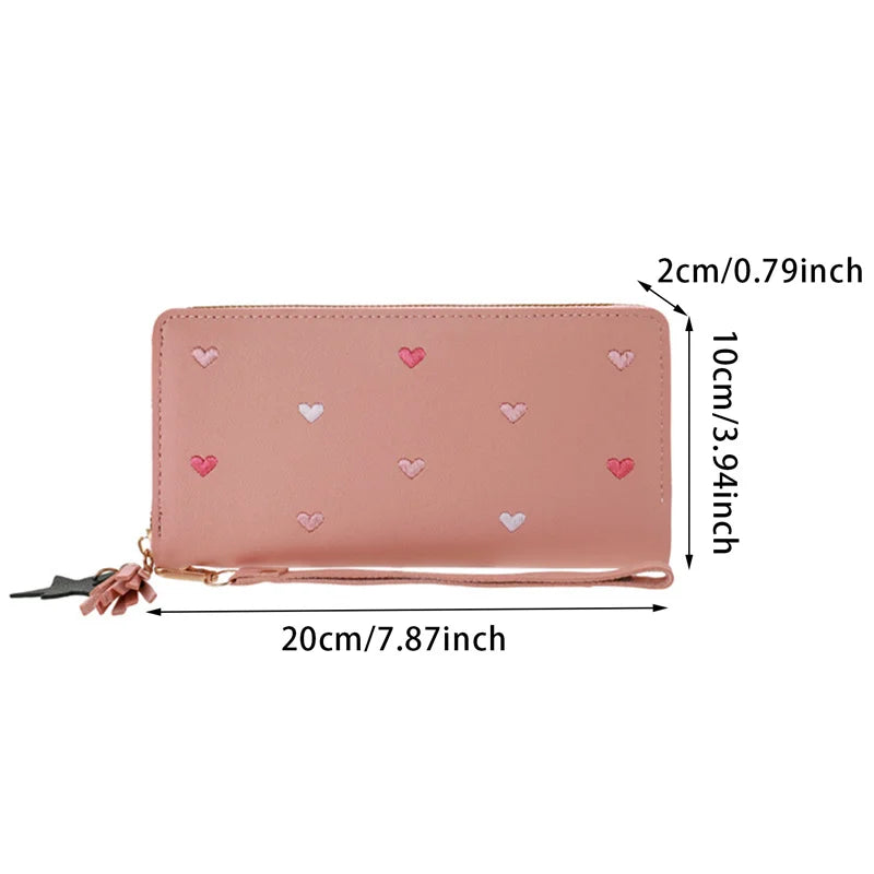 Women Long Wallets Purses Luxury Love Heart Wallets for Ladies Girl Money Pocket Card Holder Female Wallets Phone Clutch Bag