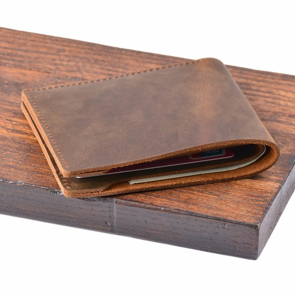 Genuine Cow Leather Wallets Bifold Purse Vintage Crazy Horse Leather Clutch Men wallets Retro Coin Pocket men wallets