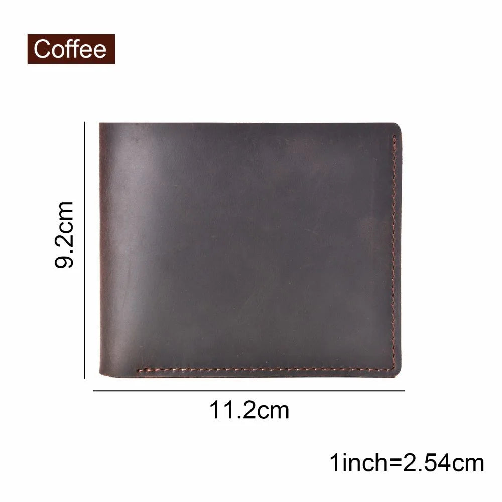 Genuine Cow Leather Wallets Bifold Purse Vintage Crazy Horse Leather Clutch Men wallets Retro Coin Pocket men wallets