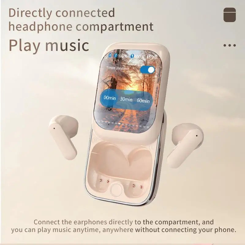 Touch Screen Earbuds Smart Earbuds Wireless Earbuds Slider Earphones Cordless Earbuds Full Color Touchscreen Ear Buds In-Ear
