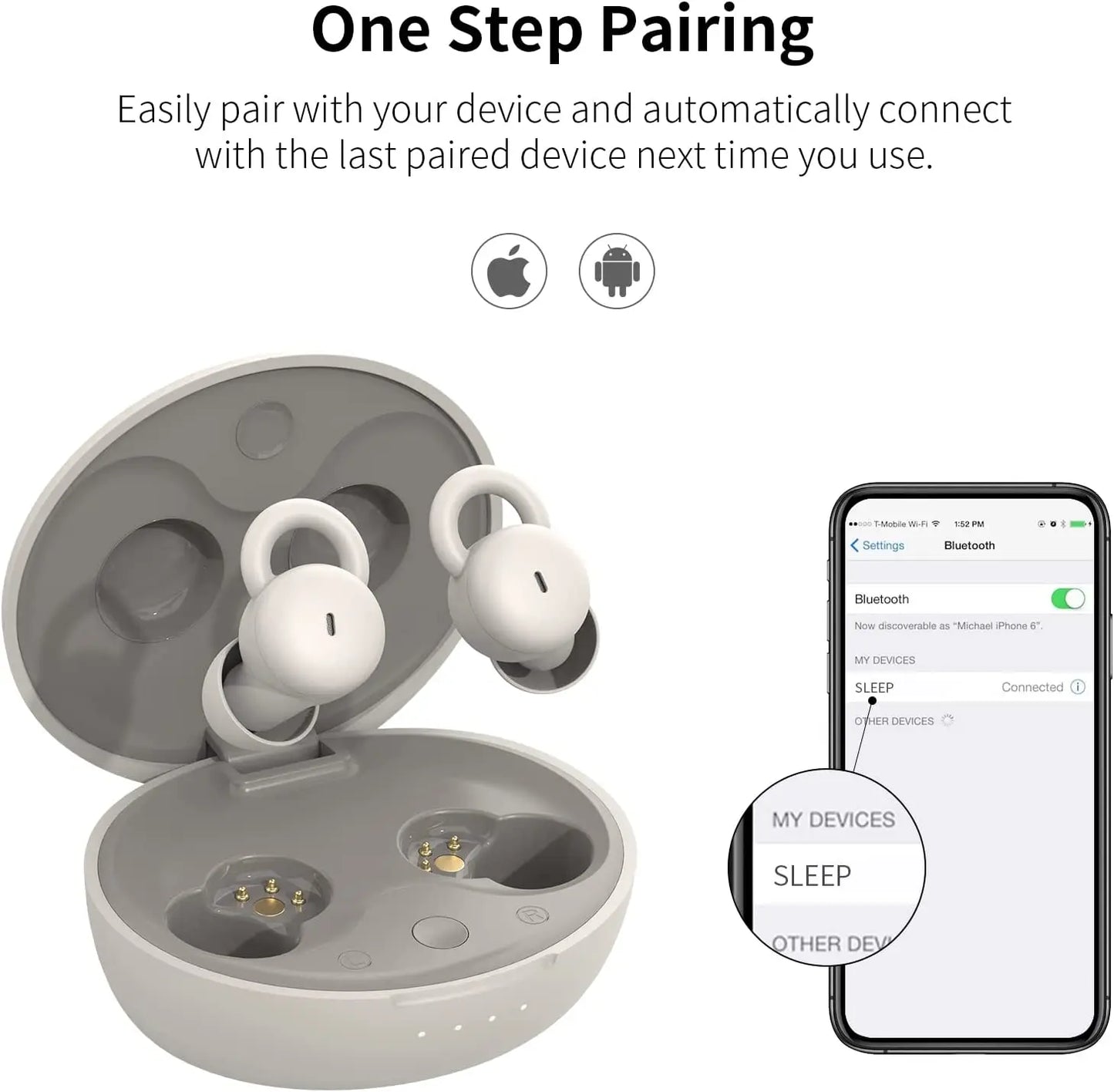 Sleep Earbuds Wireless Bluetooth Invisible Earbuds for Sleeping Comfortable in-Ear Earbuds Noise Blocking Small Sleeping Headset