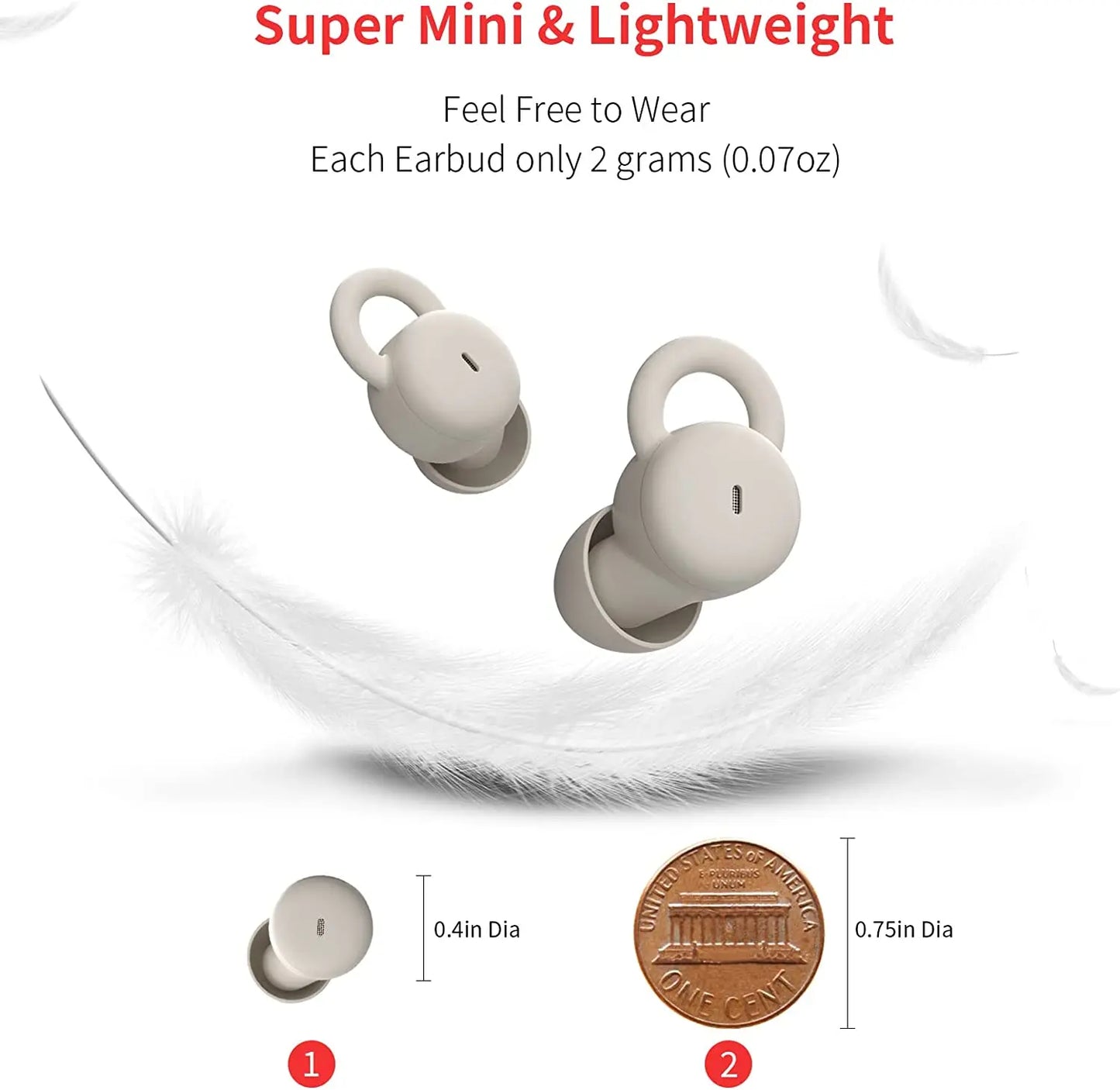 Sleep Earbuds Wireless Bluetooth Invisible Earbuds for Sleeping Comfortable in-Ear Earbuds Noise Blocking Small Sleeping Headset